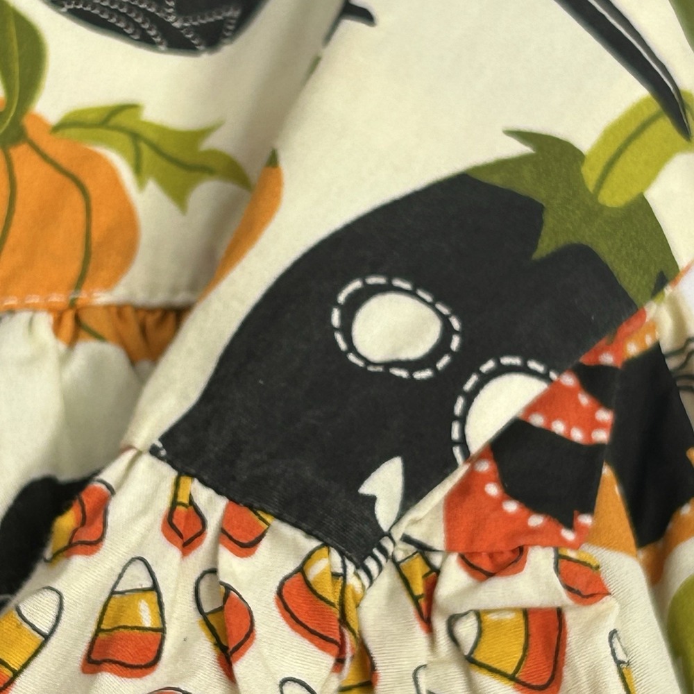 Jelly The Pug Halloween Dress Girls 4T Pumpkins Candy Corn Black Cat Crows READ - Picture 12 of 15